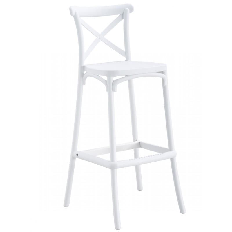 Tabouret de bar Norlys en polypropylène traité anti-UV, finition blanche