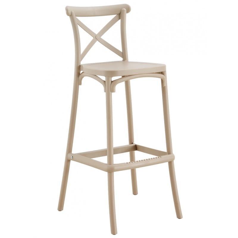 Tabouret de bar Norlys en polypropylène traité anti-UV, finition tortora