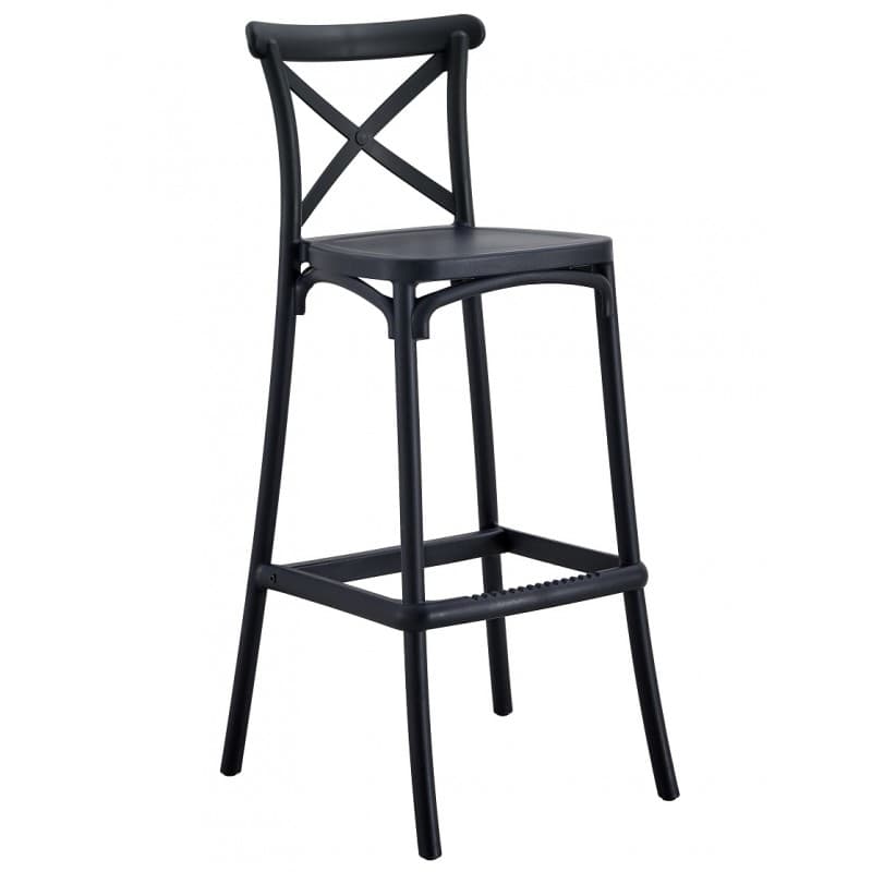 Tabouret de bar Norlys en polypropylène traité anti-UV, finition anthracite