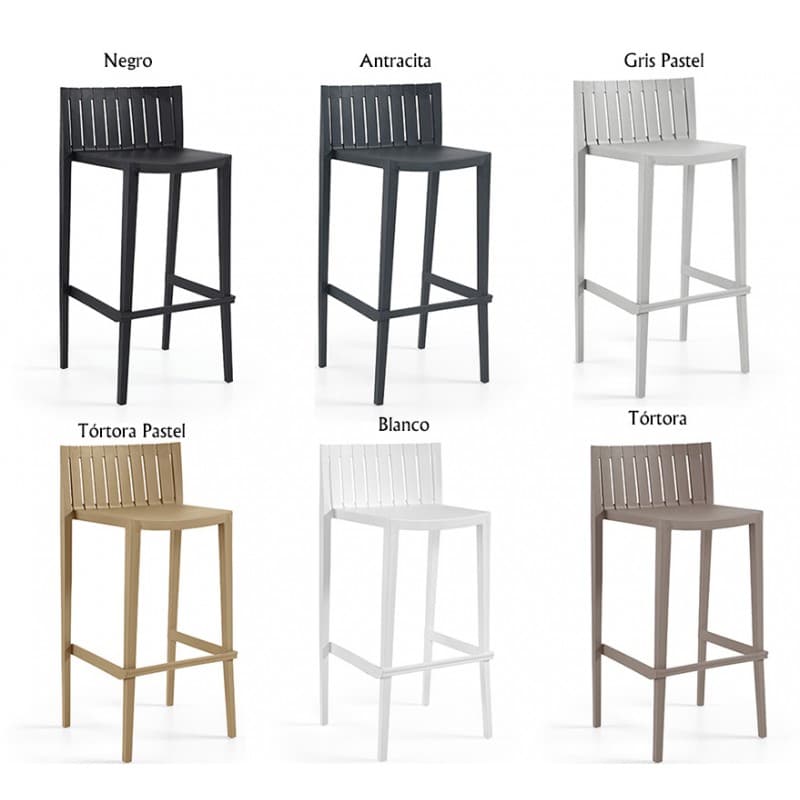 Tabouret de bar Narden 99 empilable en polypropylène, finition blanche