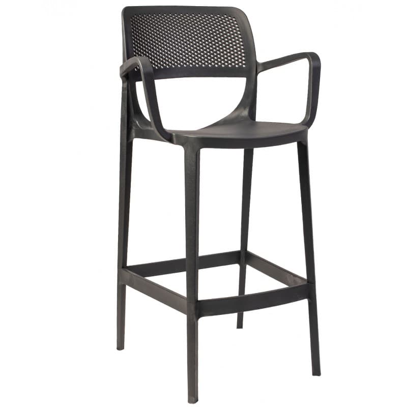 Tabouret de bar Havn à coque en polypropylène, finition anthracite