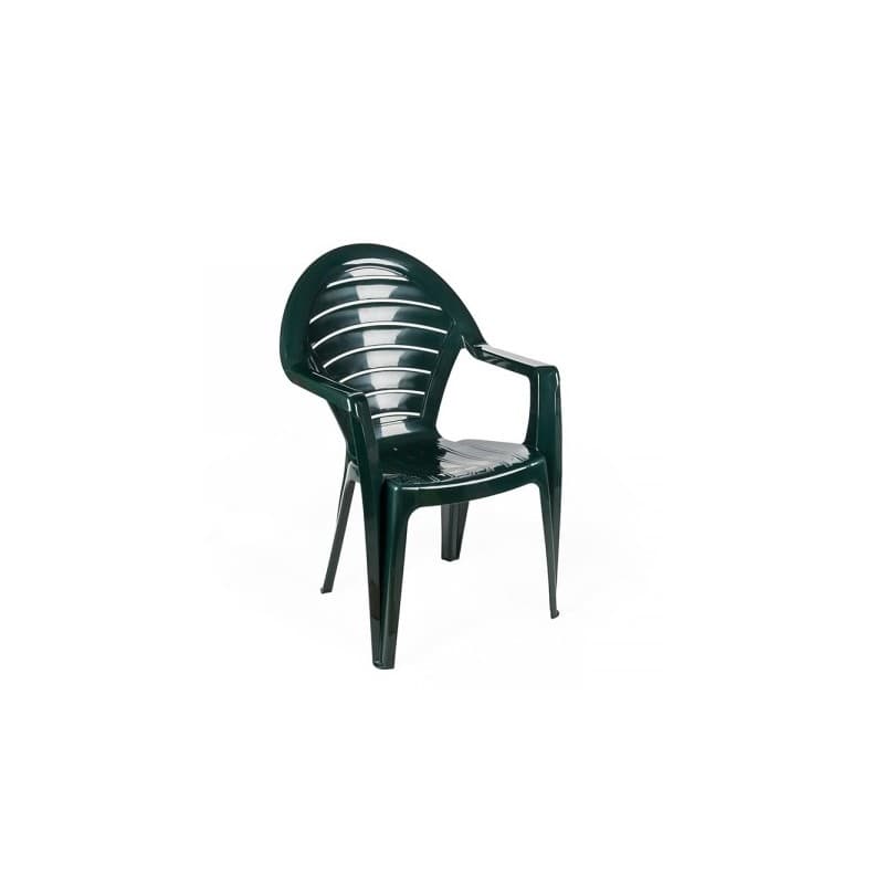 Fauteuil Hvile monobloc empilable, modèle économique et résistant, idéal pour l’extérieur, finition verte
