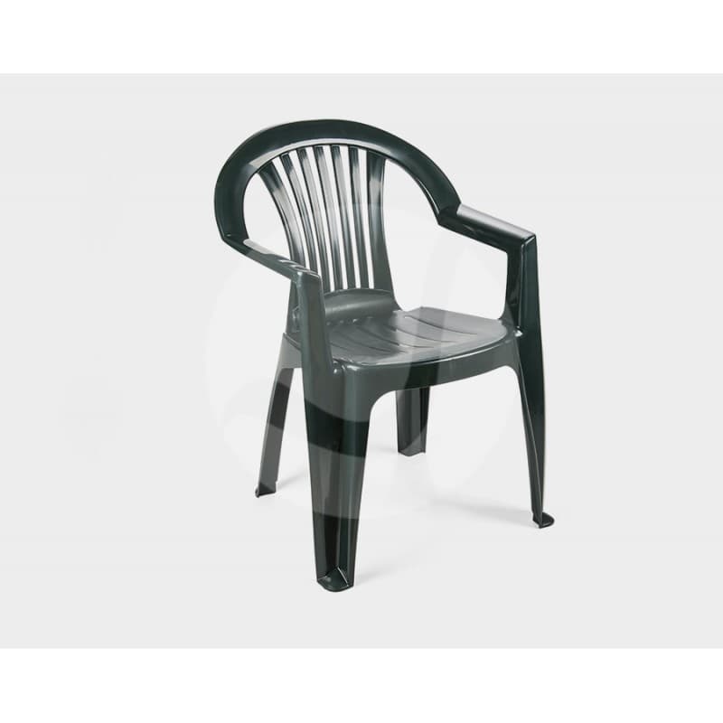 Fauteuil Plank monobloc empilable, fauteuil économique et robuste, parfaitement adapté à un usage extérieur, finition verte