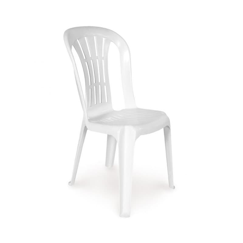 Chaise Tommer monobloc empilable, chaise économique et résistante, idéale pour l’extérieur, finition blanche