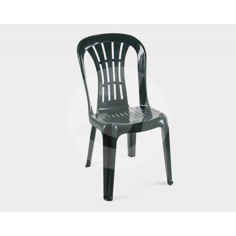Chaise Tommer monobloc empilable, chaise économique et résistante, idéale pour l’extérieur, finition verte