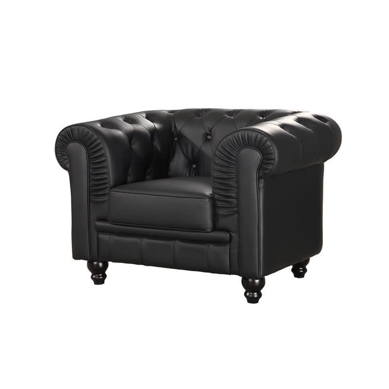 Fauteuil Field style en similicuir noir