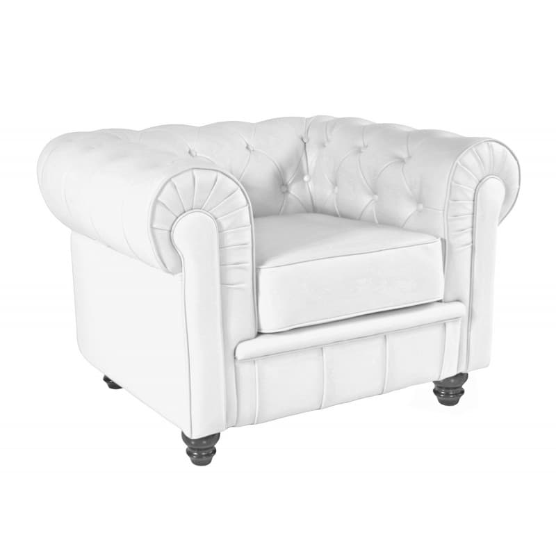 Fauteuil Field style NEW en similicuir blanc