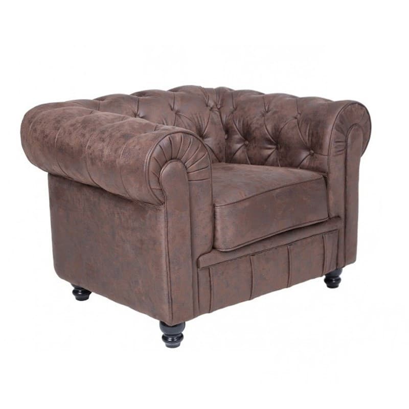 Fauteuil Field style NEW en similicuir vintage