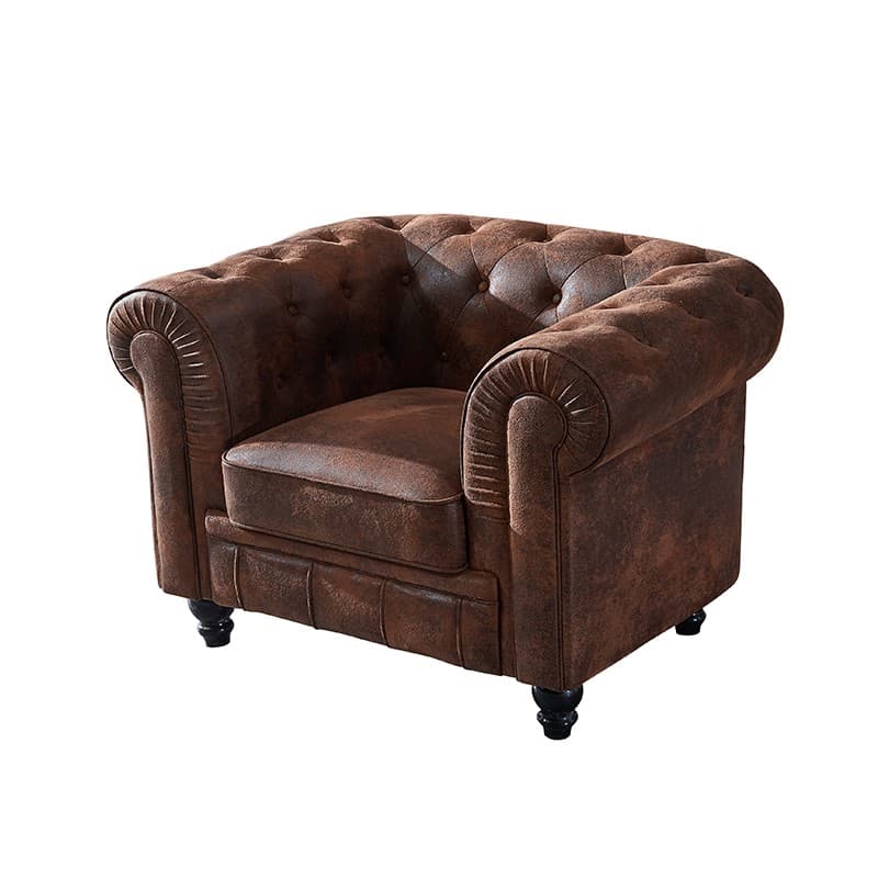 Fauteuil Field style en similicuir vintage