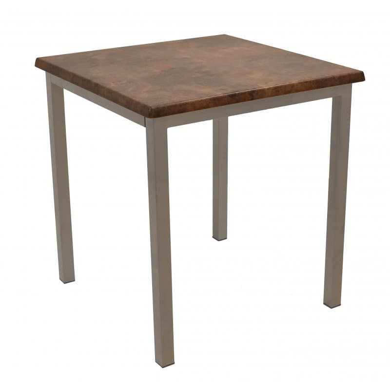 Base de mesa Asca de metal, base cuadrada de 65 × 65 cm, altura 72 cm, acabado en gris plateado.