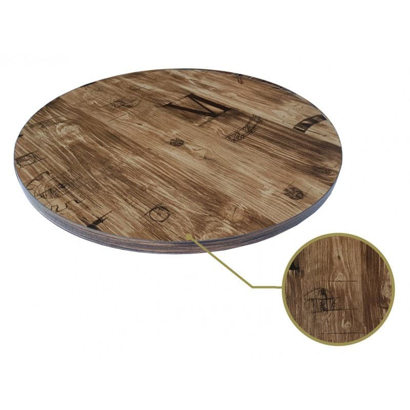 Plateau de table HD7346 style rétro, diamètre 70 cm