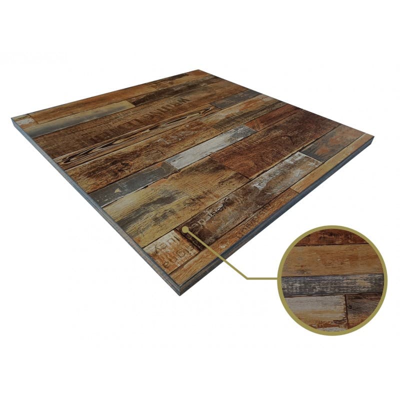 Plateau de table HD7347 style vintage, format carré 80 × 80 cm