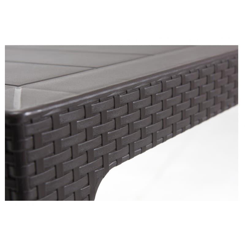 Table Krabi en rotin synthétique et polypropylène, dimensions 140 × 80 cm, finition anthracite