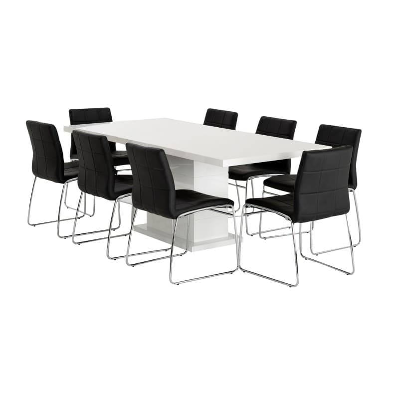Chaise Kjaer, structure chromée, assise en similicuir noir