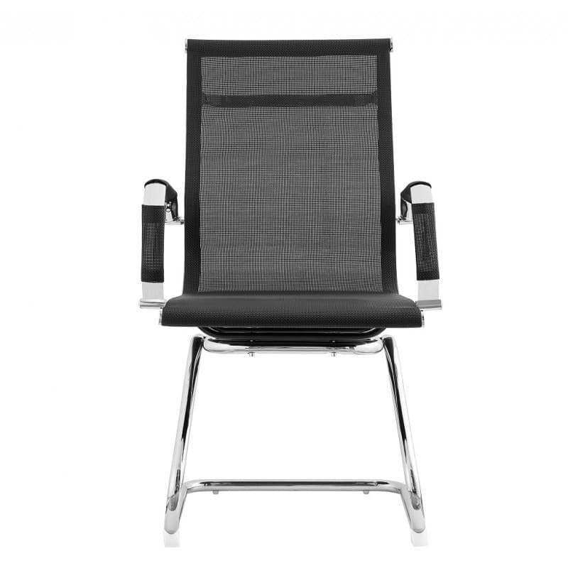 Chaise visiteurs Mads, assise et dossier en résille noire, piètement chromé