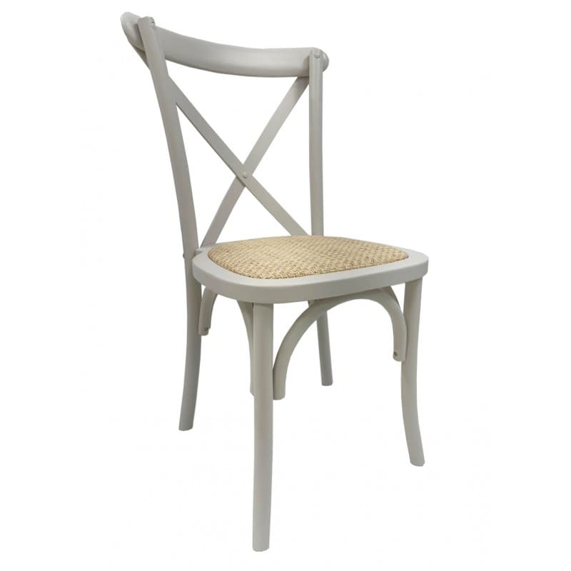 Chaise Cross SX en bois Slib, assise en rotin blanc