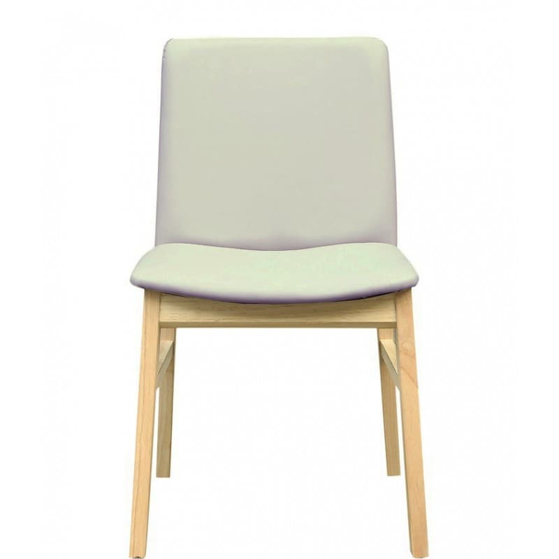 Chaise Motop, structure en bois Slib finition naturelle, assise en similicuir gris