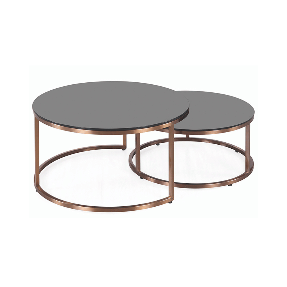 Side table Porto round in tempered glass - luxury combined configuration