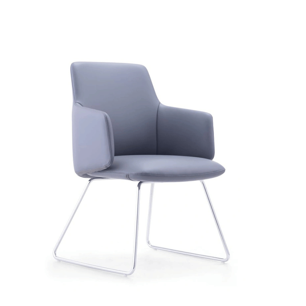 Silla de reunión de oficina San Francisco de cuero - respaldo medio-alto