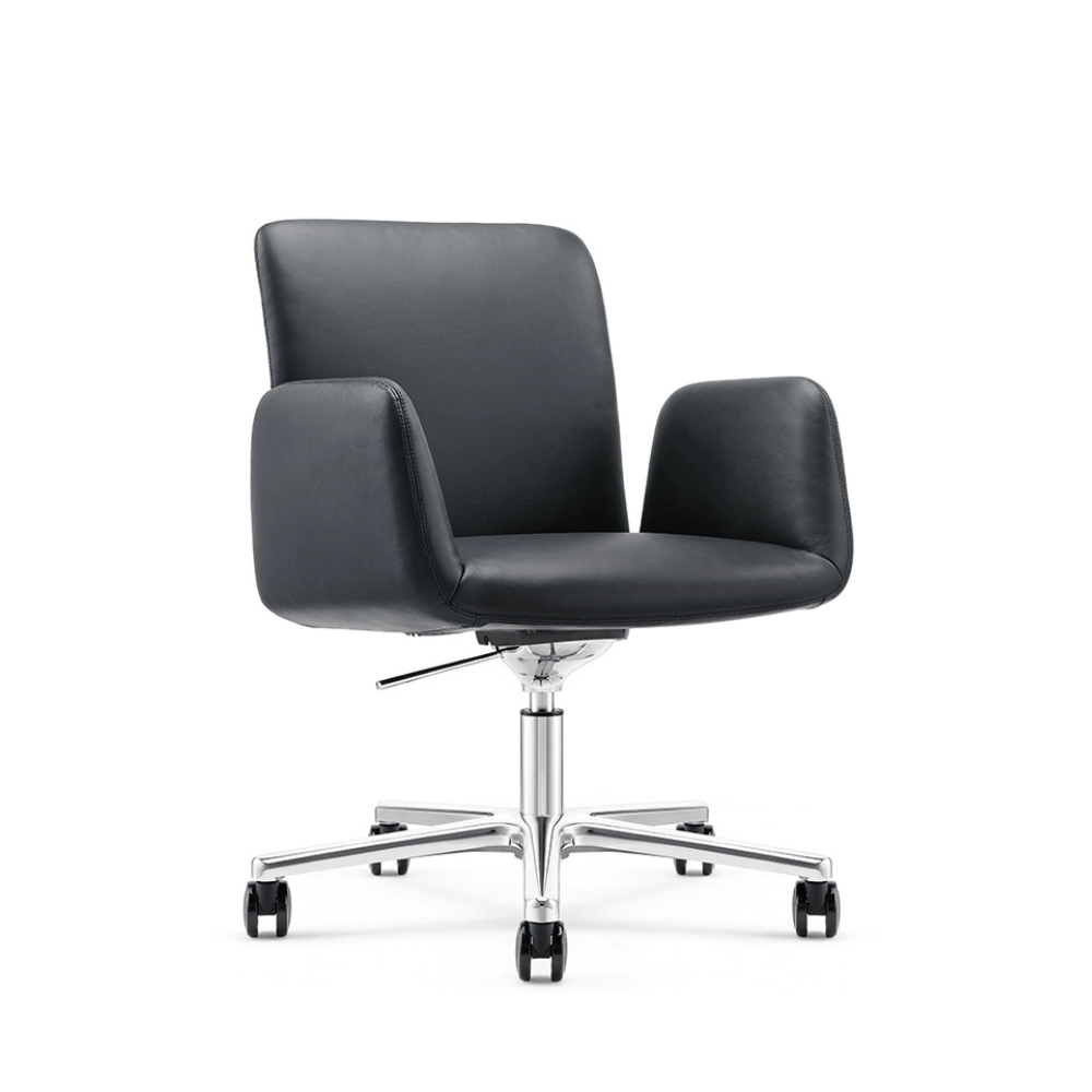 Silla de reunión de oficina Portland de cuero - respaldo medio alto, uso para tareas