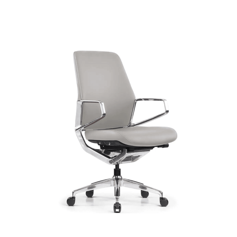Office chair DTeramoM in genuine leather - mid-high backrest