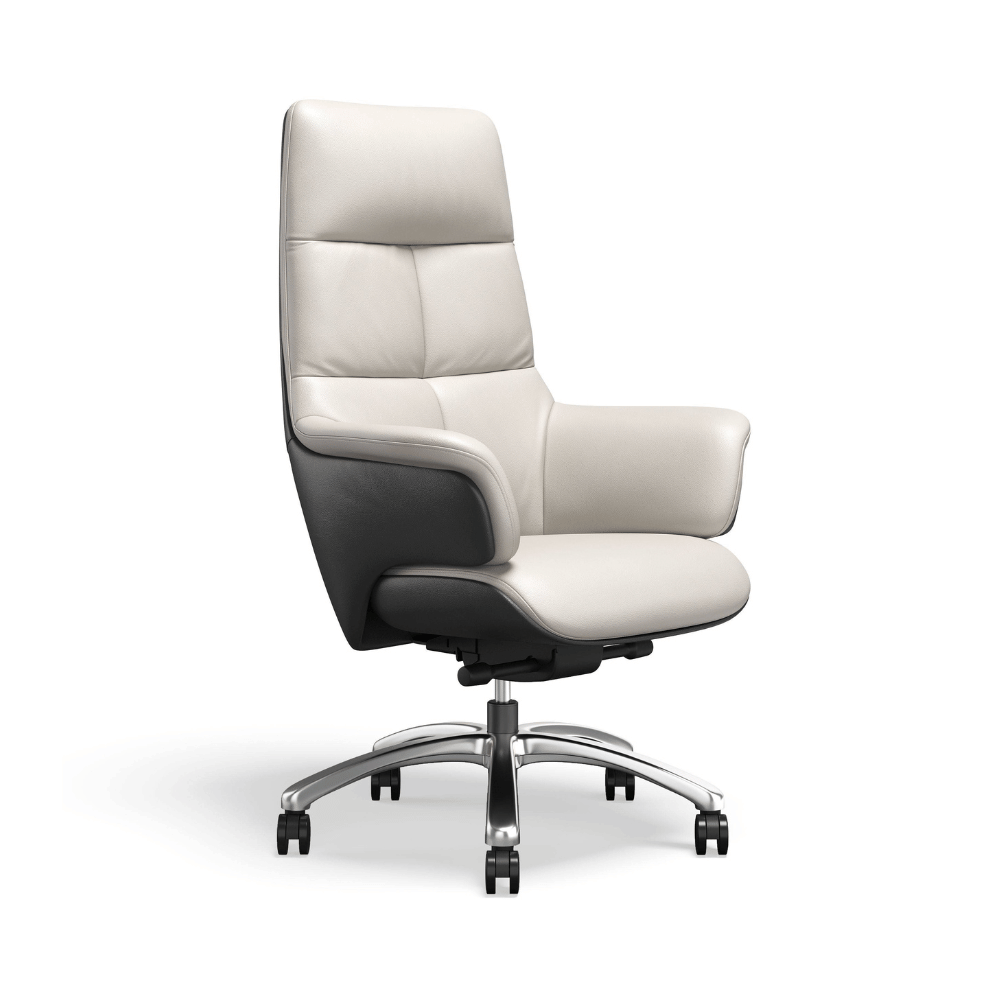 Silla de oficina Oria de cuero - respaldo alto