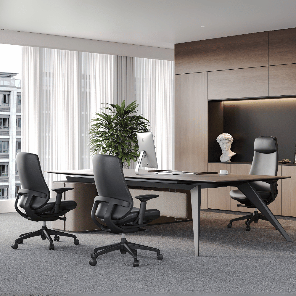 Silla de oficina Bursa de cuero - ergonómica avanzada, respaldo alto
