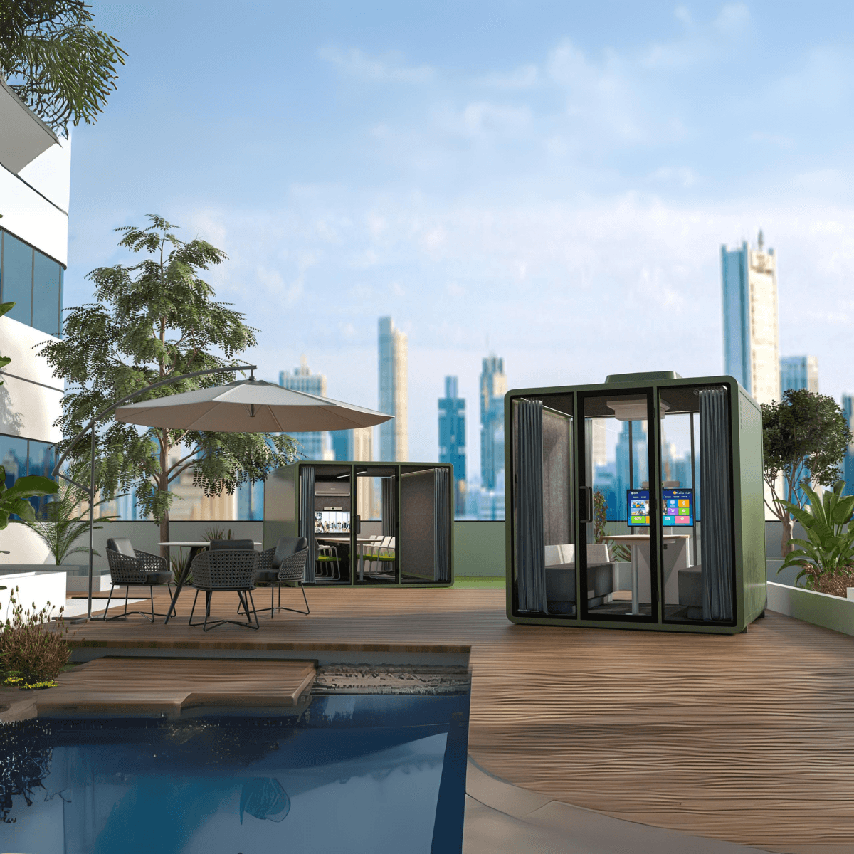 Outdoor Kirchberg Office Outdoor Acoustic Booth - Weatherproof, 4 Persons