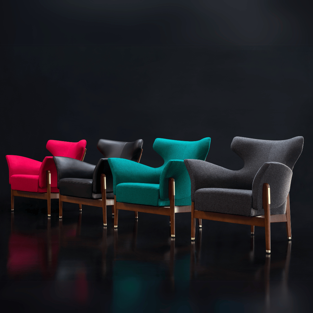 Sillón lounge Akta de madera y tela - estilo nórdico