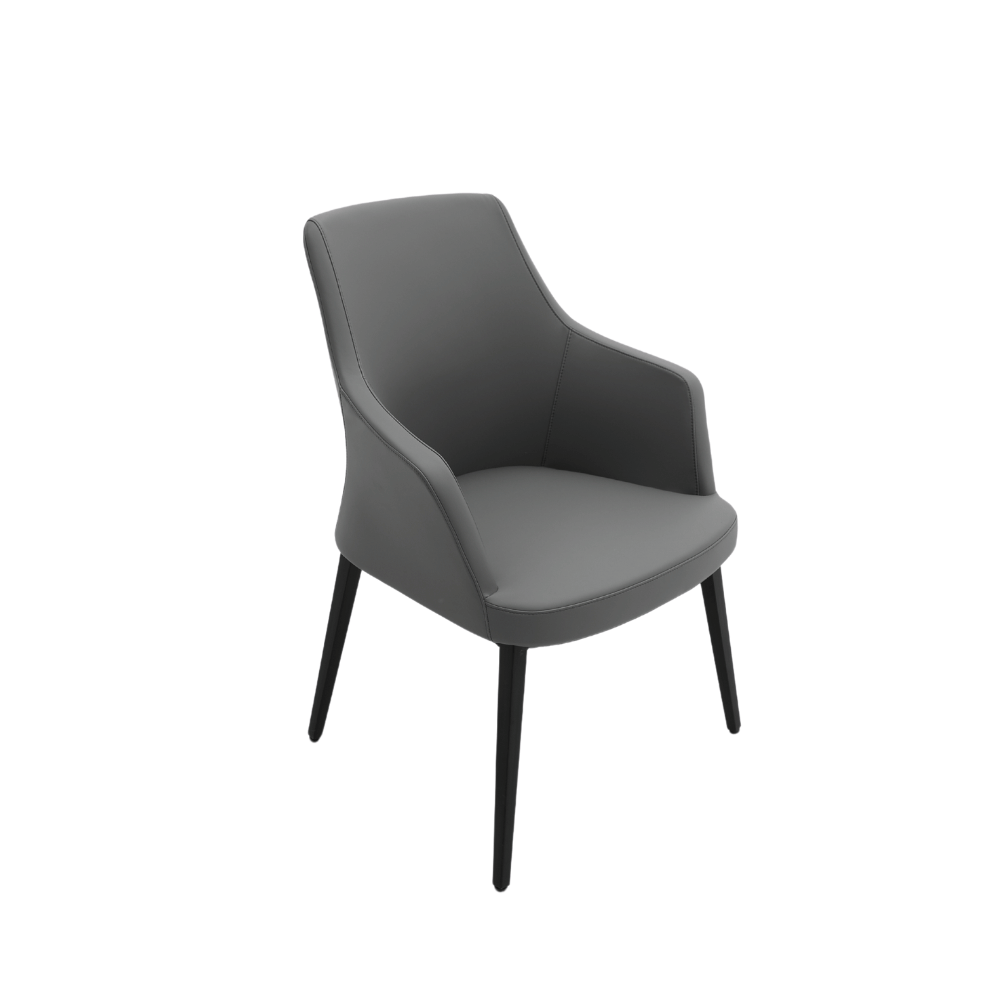 Dining chair Eva in leather with armrests - luxury finish