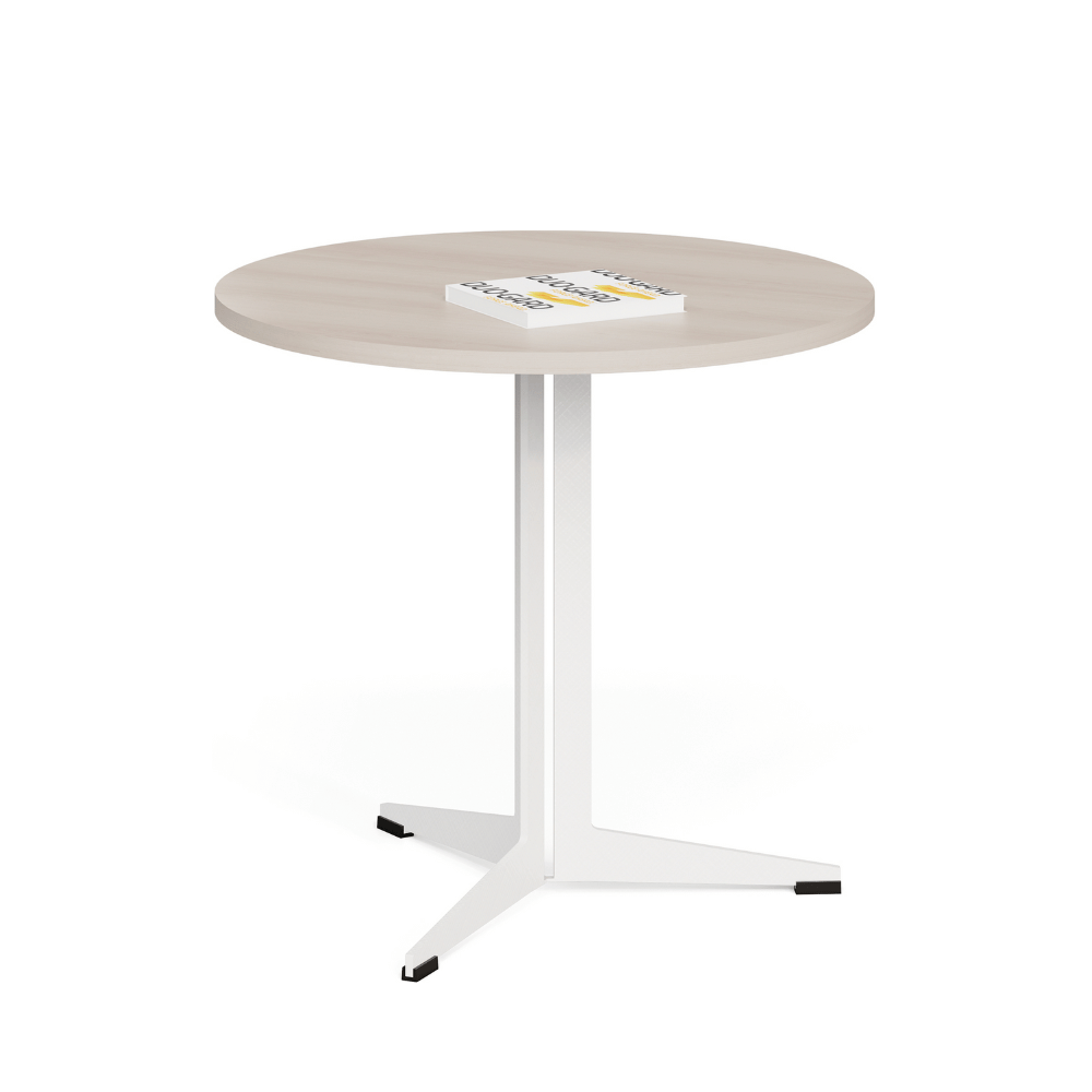Mirko-A compact round meeting table with metal base