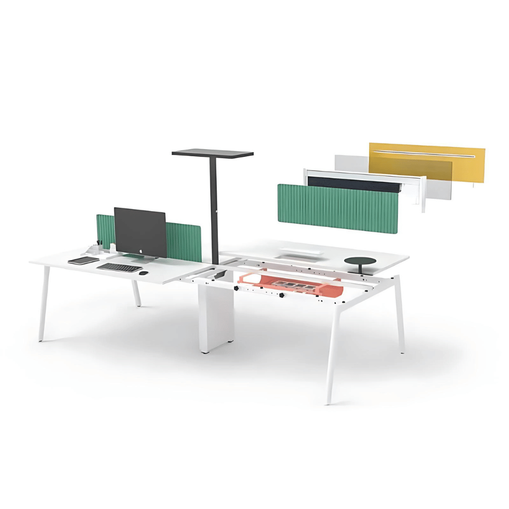 Poste de trabajo de oficina Falun-B modular con estructura de metal y cajón.