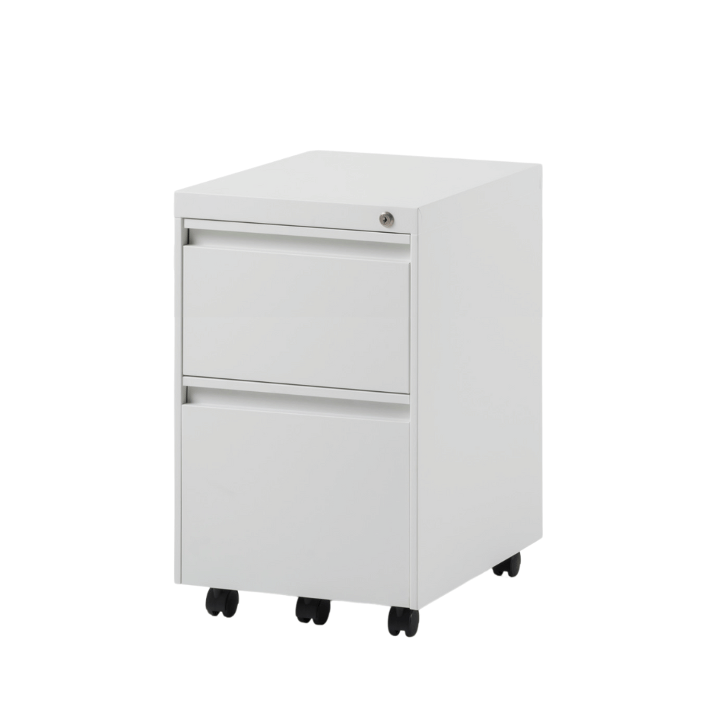 Mobile storage drawer unit Davide in steel with 2 drawers