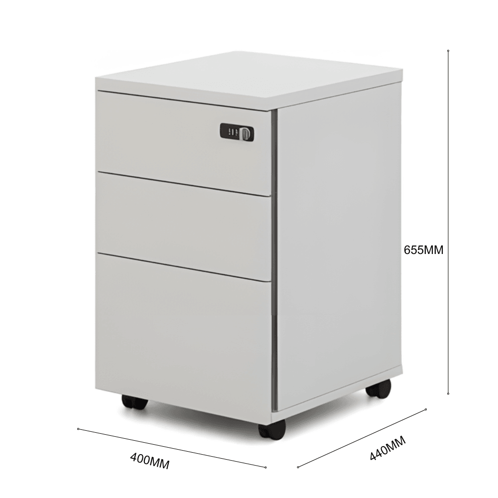 Mobile pedestal Falsterbo-B in wood with 3 drawers and combination lock