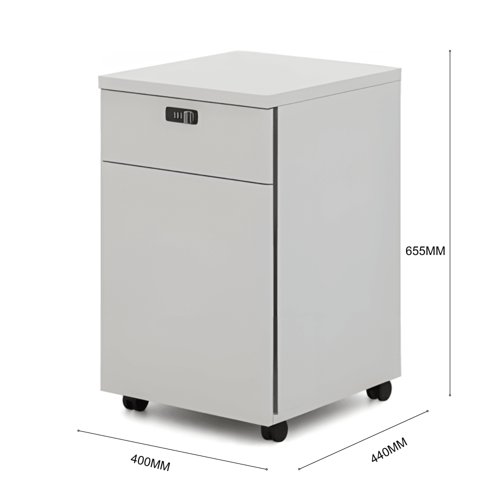 Mobile drawer unit Falsterbo-A in wood with 2 drawers and combination lock
