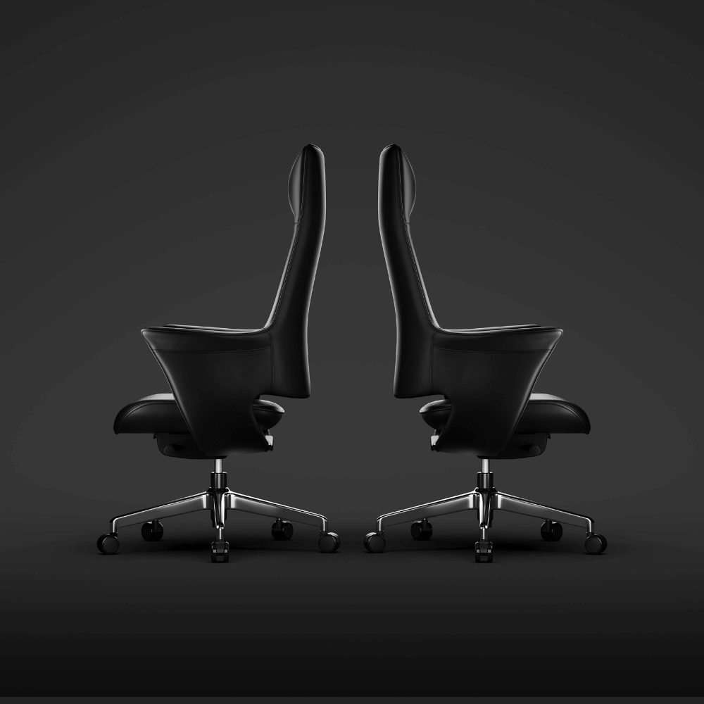 Fauteuil de bureau Silk-M en cuir – dossier mi-haut