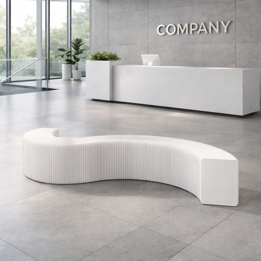 Banc extensible en carton pliable – Hauteur 50 cm – Longueur 5 m