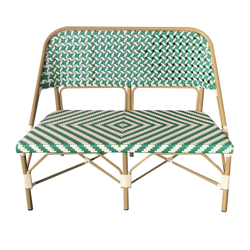Banc bistrot extérieur Austerlitz – 2 personnes – Vert et Beige – Rotin