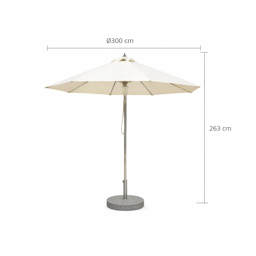 Sun Parasol diameter 3 m - Aluminum + plastic tube - 30 kg marble base