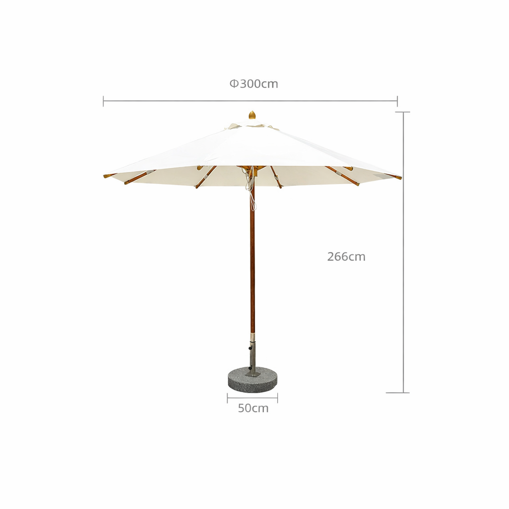 Sun Parasol diameter 3 m - Wood + plastic tube - 50 kg marble base