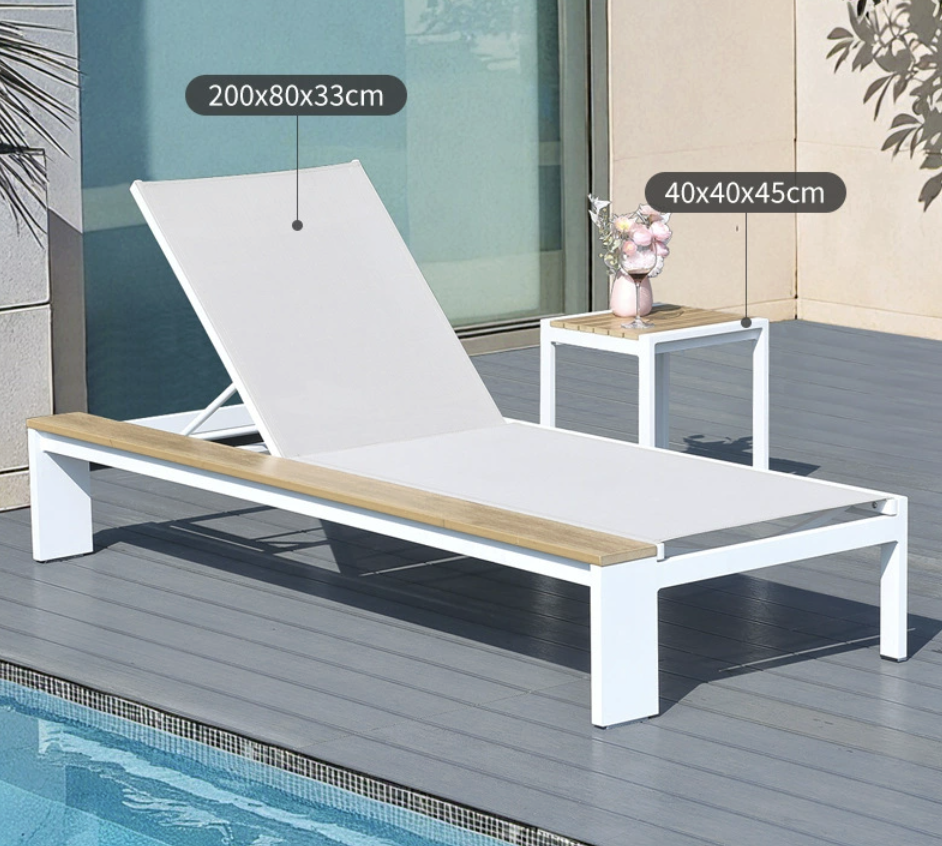 Combinaison transat Güneş en madera con mesa auxiliar