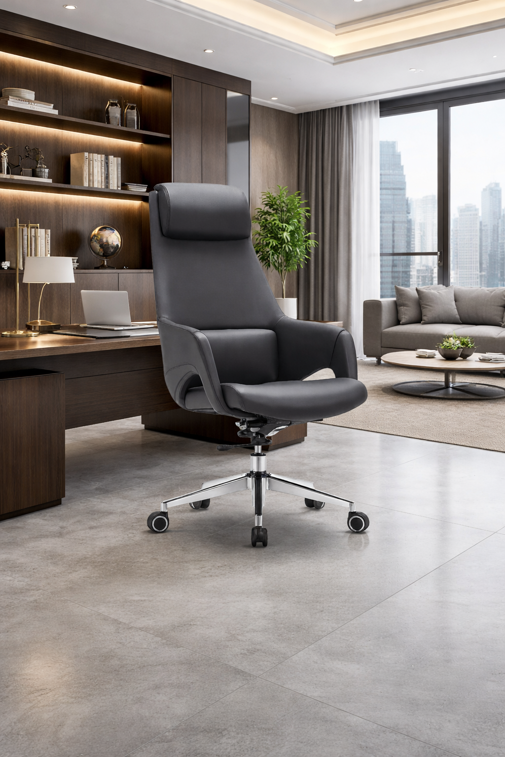 Executive chair in high-back faux leather Cinyz