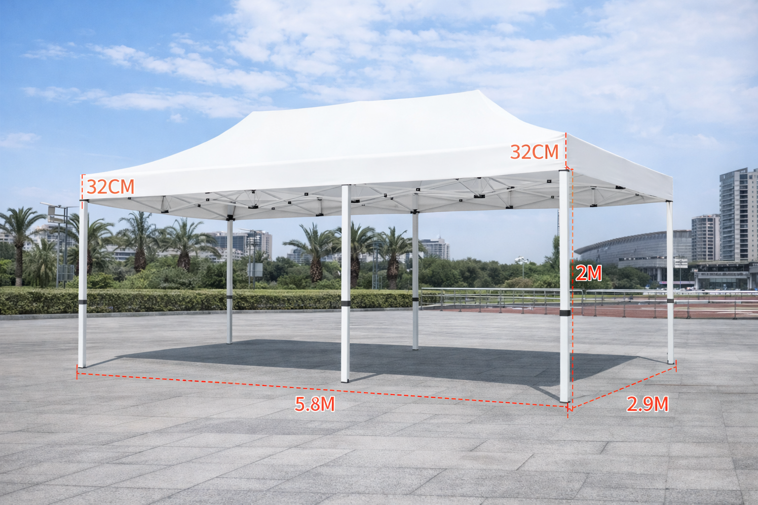 Barnum automático 3 x 6 m blanco - Estructura de aluminio 45 cm Pro