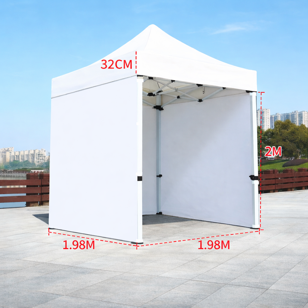 Barnum automático 2 x 2 m blanco - Estructura de aluminio 45 cm Pro + Paquete 3 lados