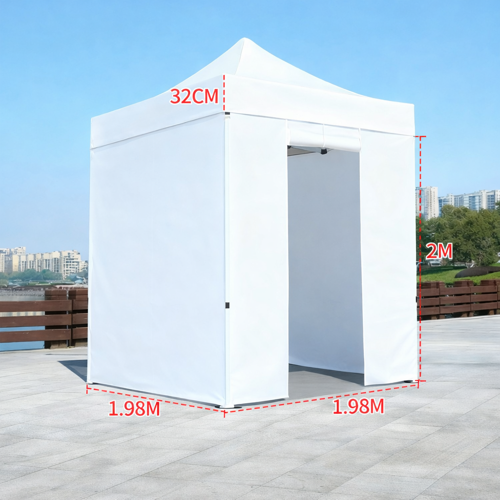 Barnum automático 2 x 2 m blanco - Estructura aluminio 45 cm Pro + Pack 4 lados