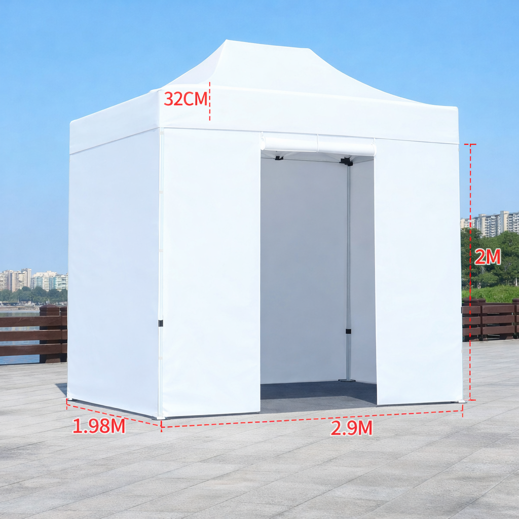 Barnum automático 2 x 3 m blanco - Estructura aluminio 45 cm Pro + Pack 4 lados