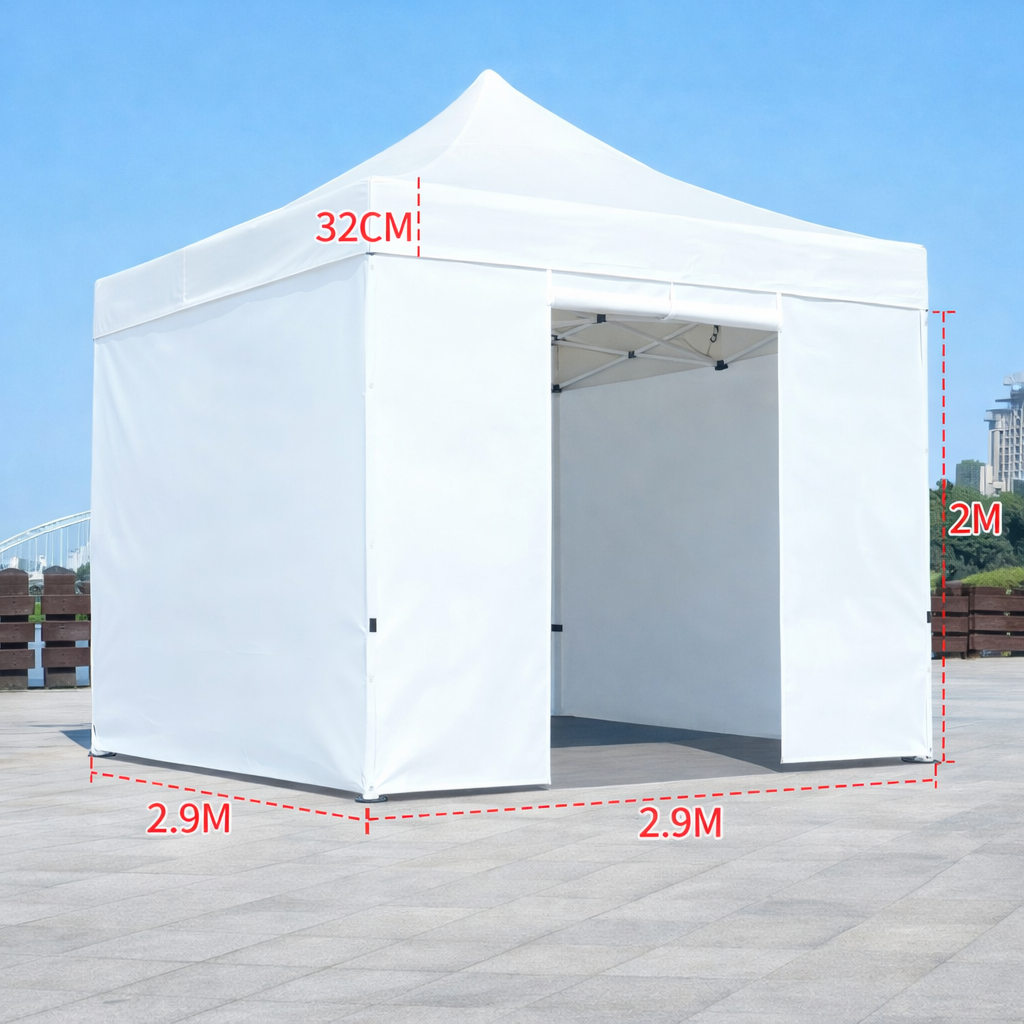 Barnum automático 3 x 3 m blanco - Estructura aluminio 45 cm Pro + Pack 4 lados