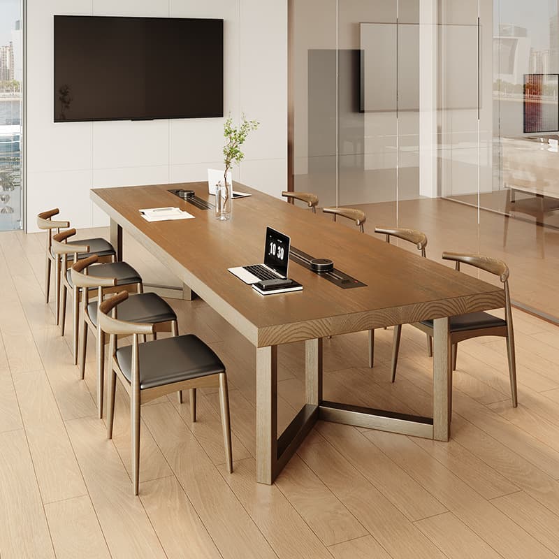 Mesa de reunión rectangular de madera maciza (a medida)