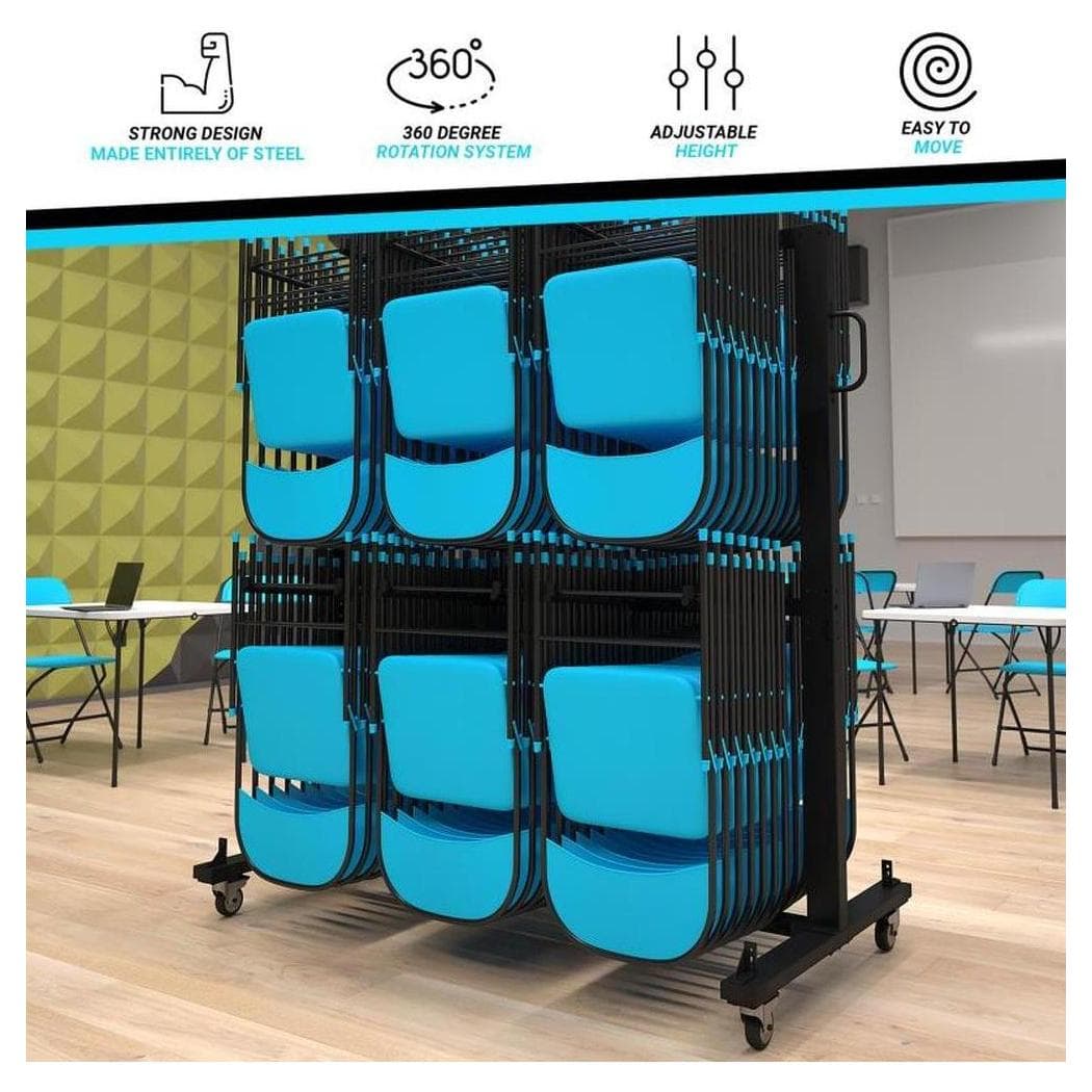 Reinforced Cart for Folding Tables and Chairs - Locking Wheels