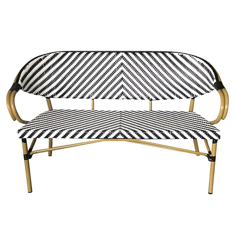 Outdoor Rivoli Bistro Bench - 3 persons - Black and White - Rattan
